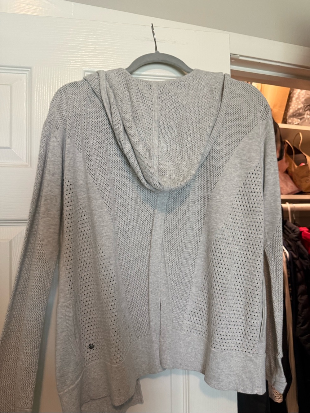 lululemon athletica Light Gray Hooded Knit Cardigan